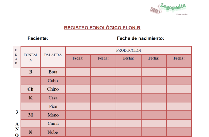 Registro fonológico PLON-R :: Buscando Las palabras